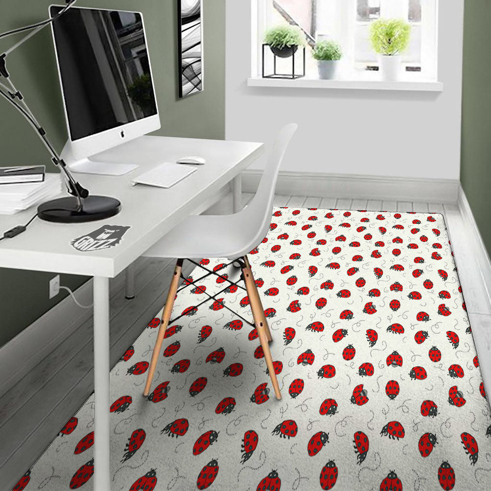 Ladybird Cartoon Print Pattern Floor Mat-grizzshop