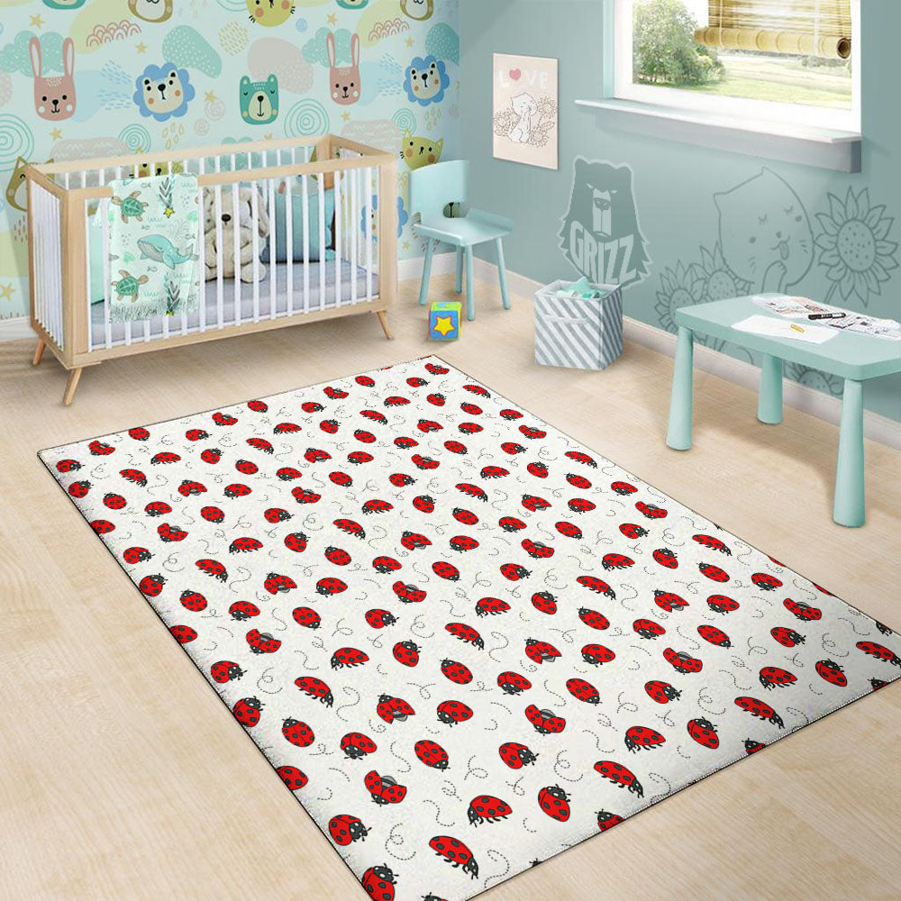 Ladybird Cartoon Print Pattern Floor Mat-grizzshop