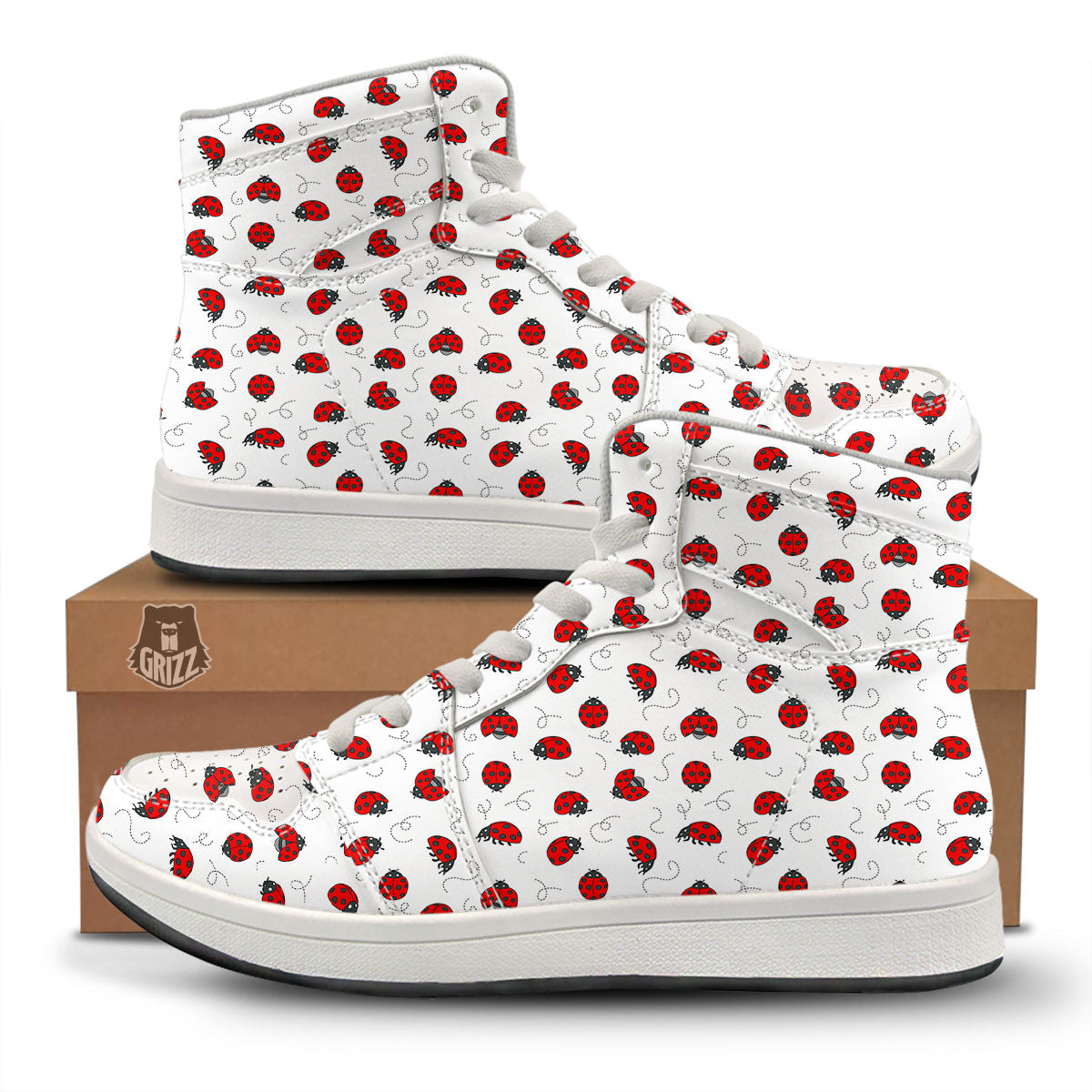 Ladybird Cartoon Print Pattern High Top Sneakers-grizzshop