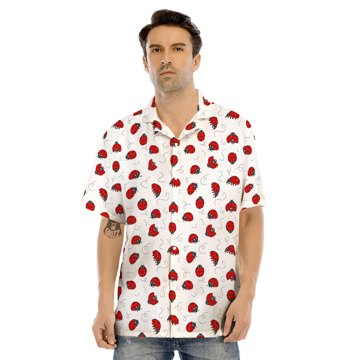 Ladybird Cartoon Print Pattern Men's Hawaiian Shirt-grizzshop