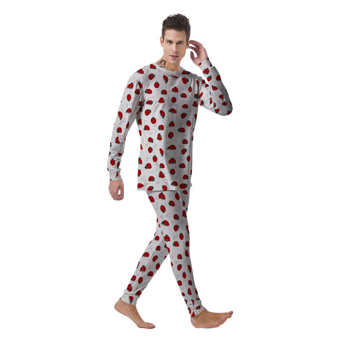 Ladybird Cartoon Print Pattern Men's Pajamas-grizzshop