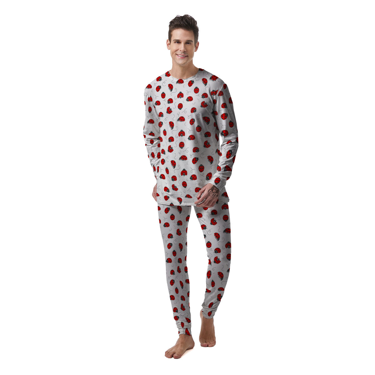 Ladybird Cartoon Print Pattern Men's Pajamas-grizzshop