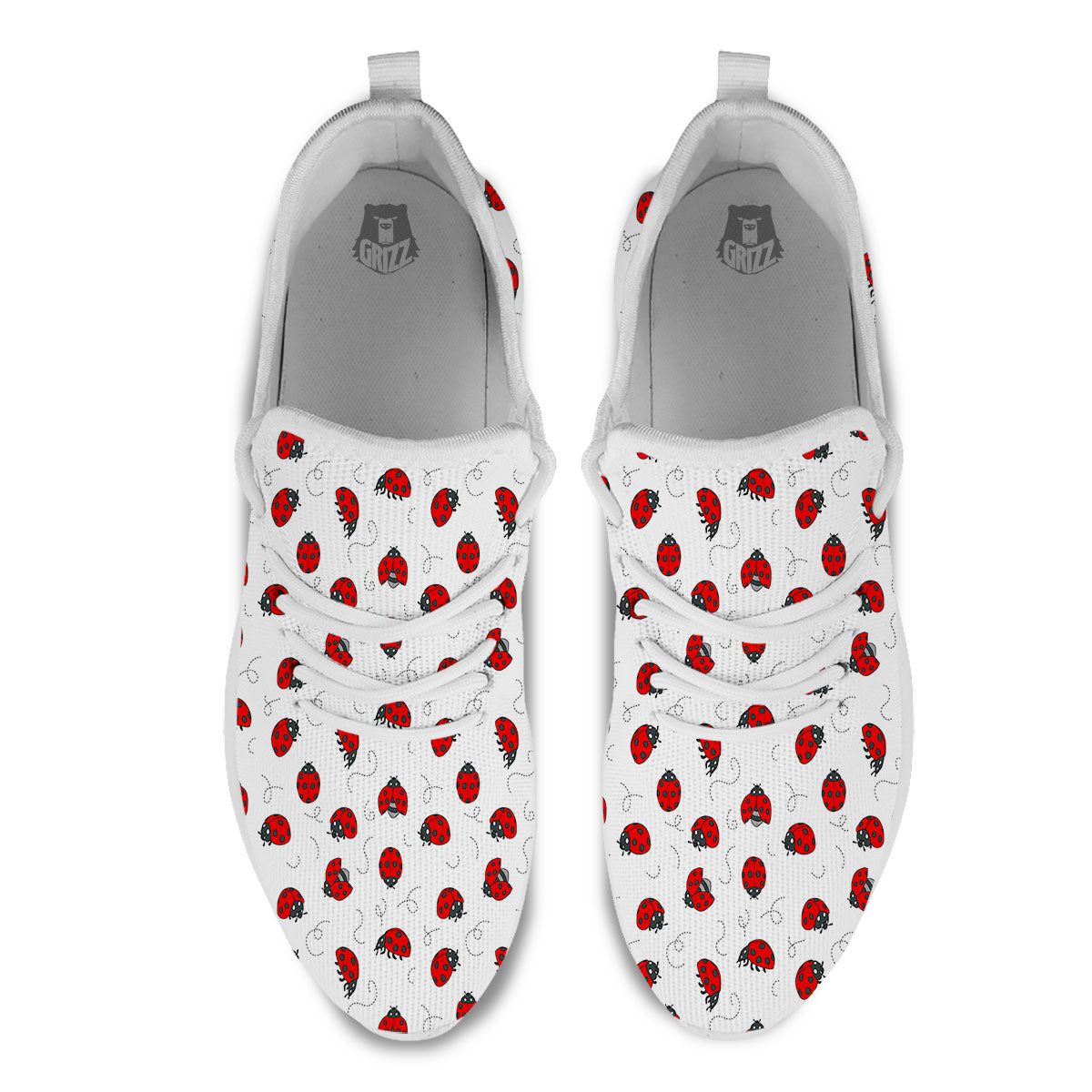 Ladybird Cartoon Print Pattern White Athletic Shoes-grizzshop