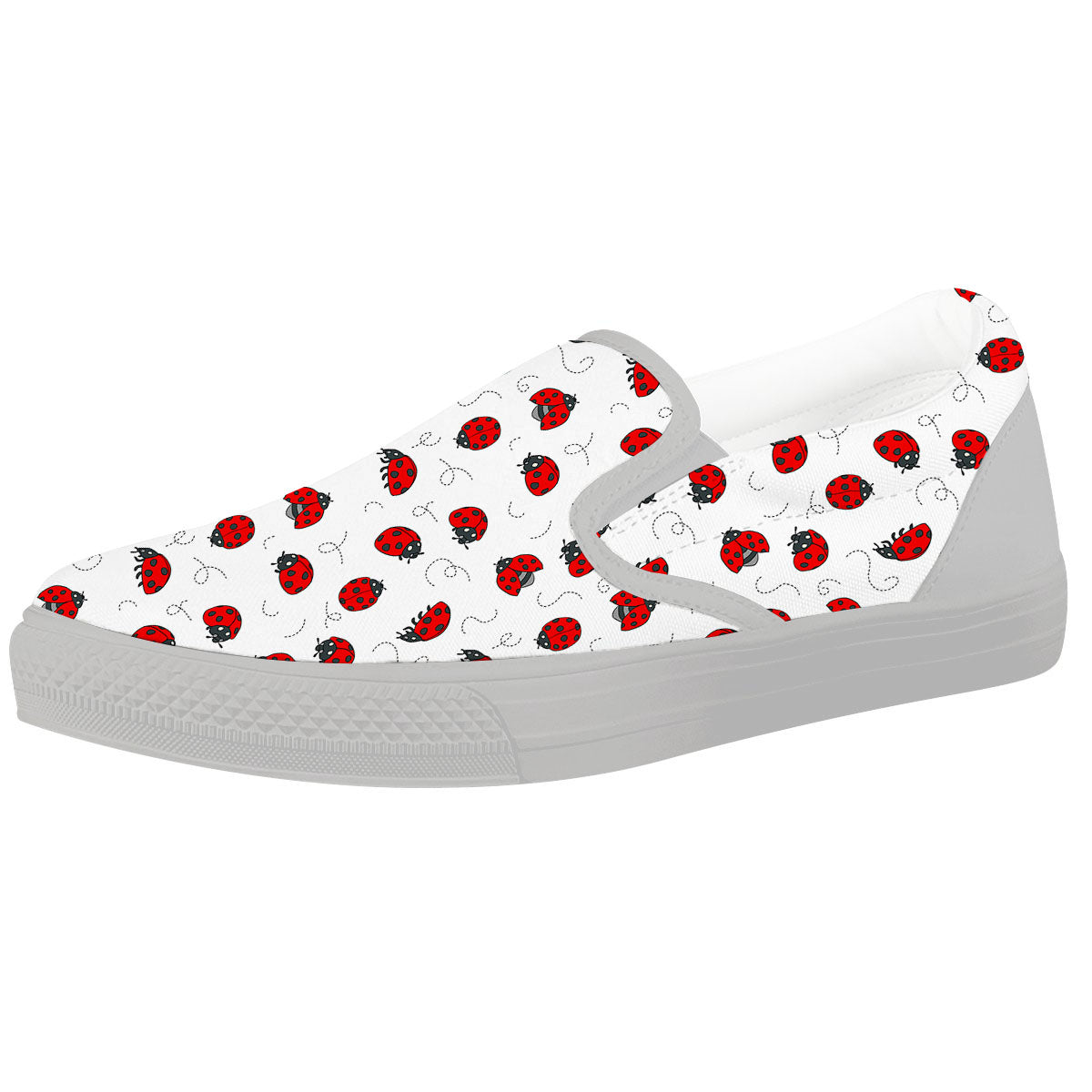 Ladybird Cartoon Print Pattern White Slip On Shoes-grizzshop