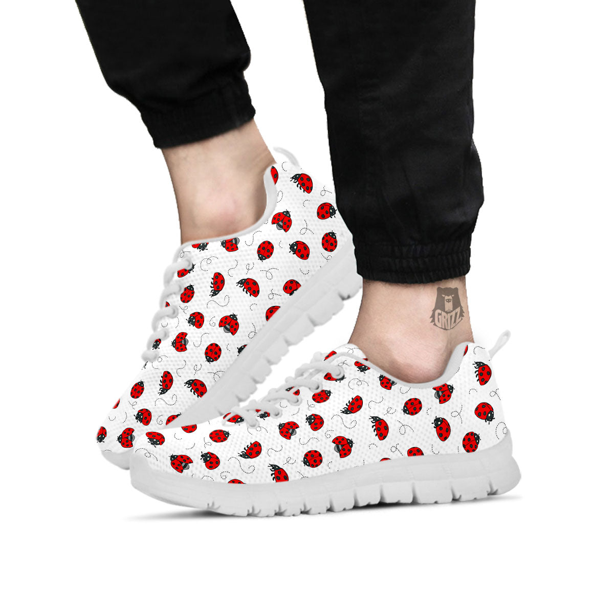 Ladybird Cartoon Print Pattern White Sneaker-grizzshop