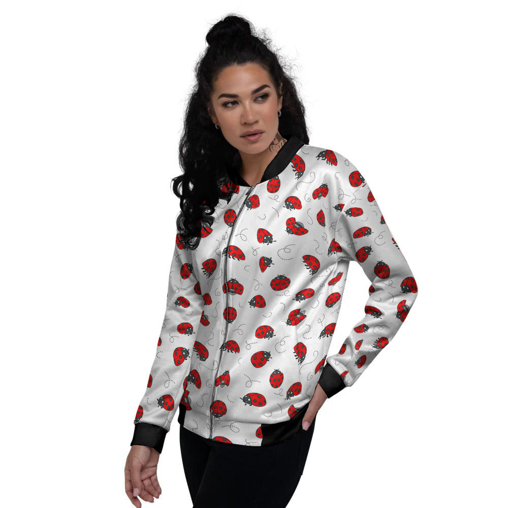 Ladybird Cartoon Print Pattern Women's Bomber Jacket-grizzshop