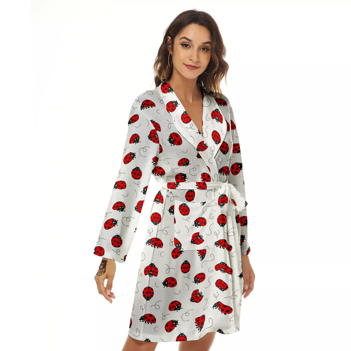 Ladybird Cartoon Print Pattern Women's Robe-grizzshop