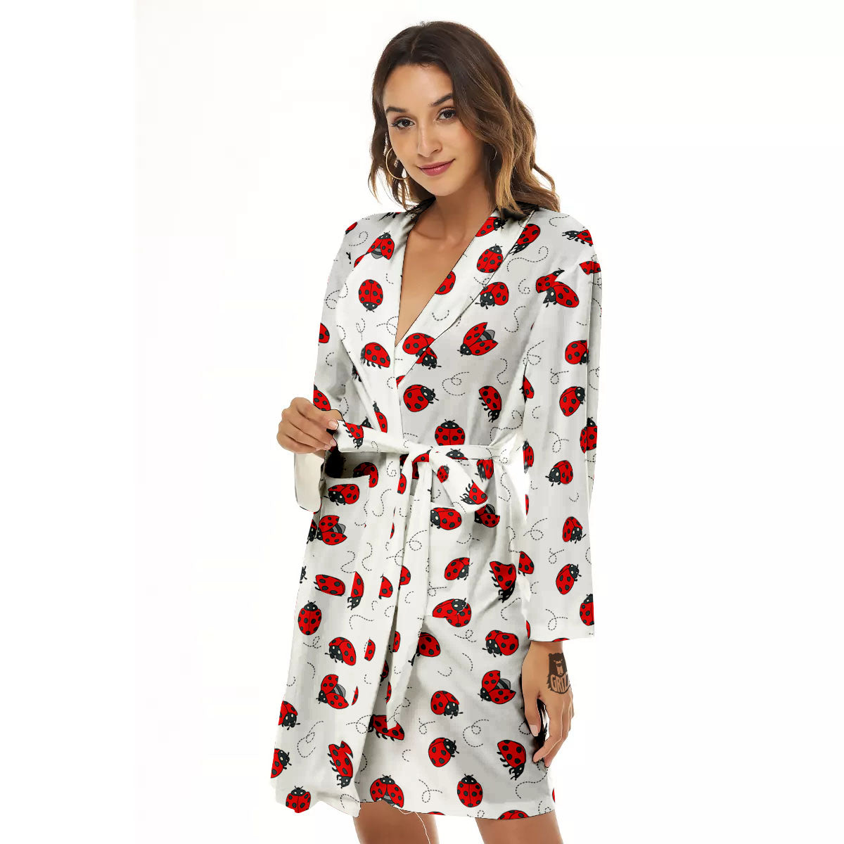 Ladybird Cartoon Print Pattern Women's Robe-grizzshop