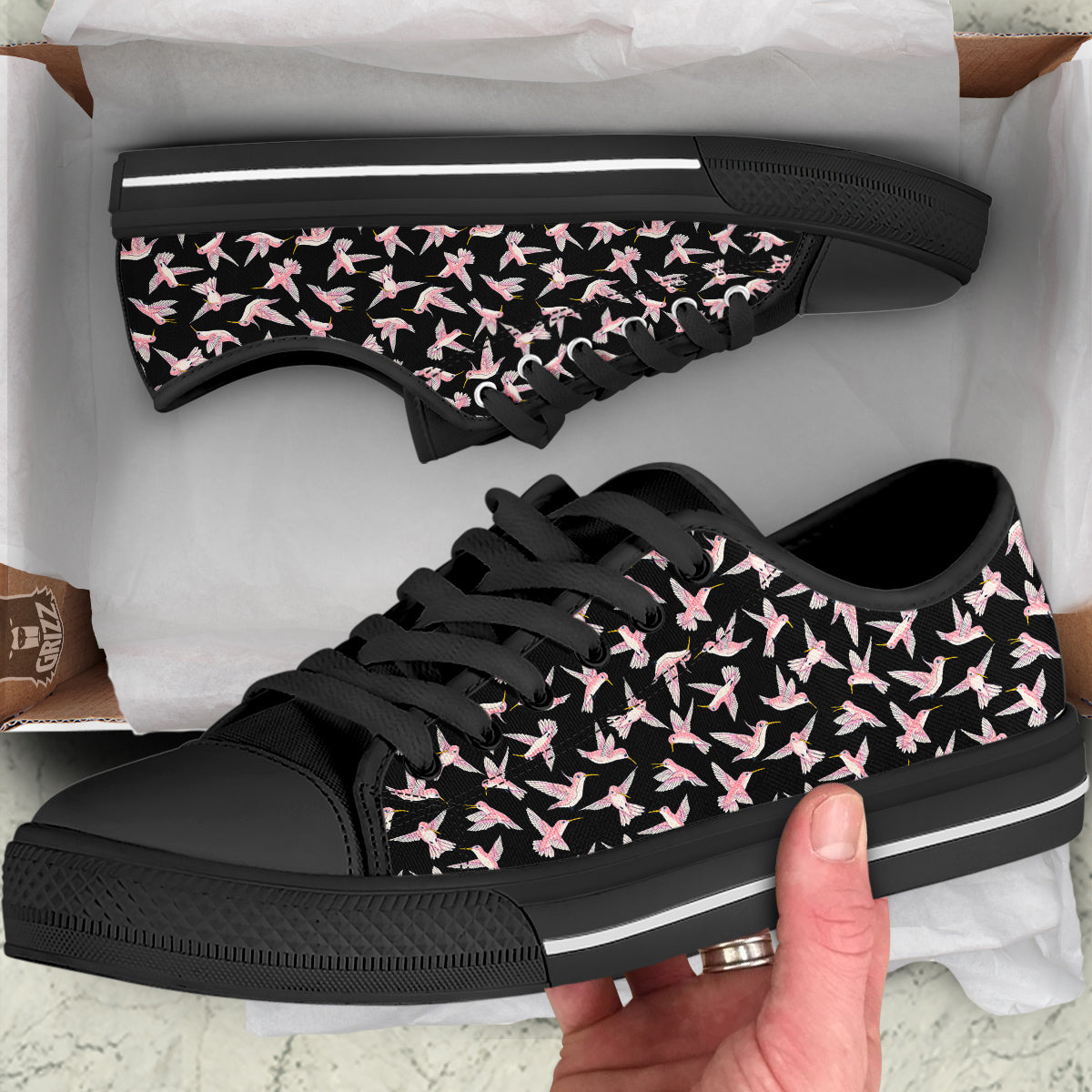 Ladybird Cute Print Pattern Black Low Top Shoes-grizzshop