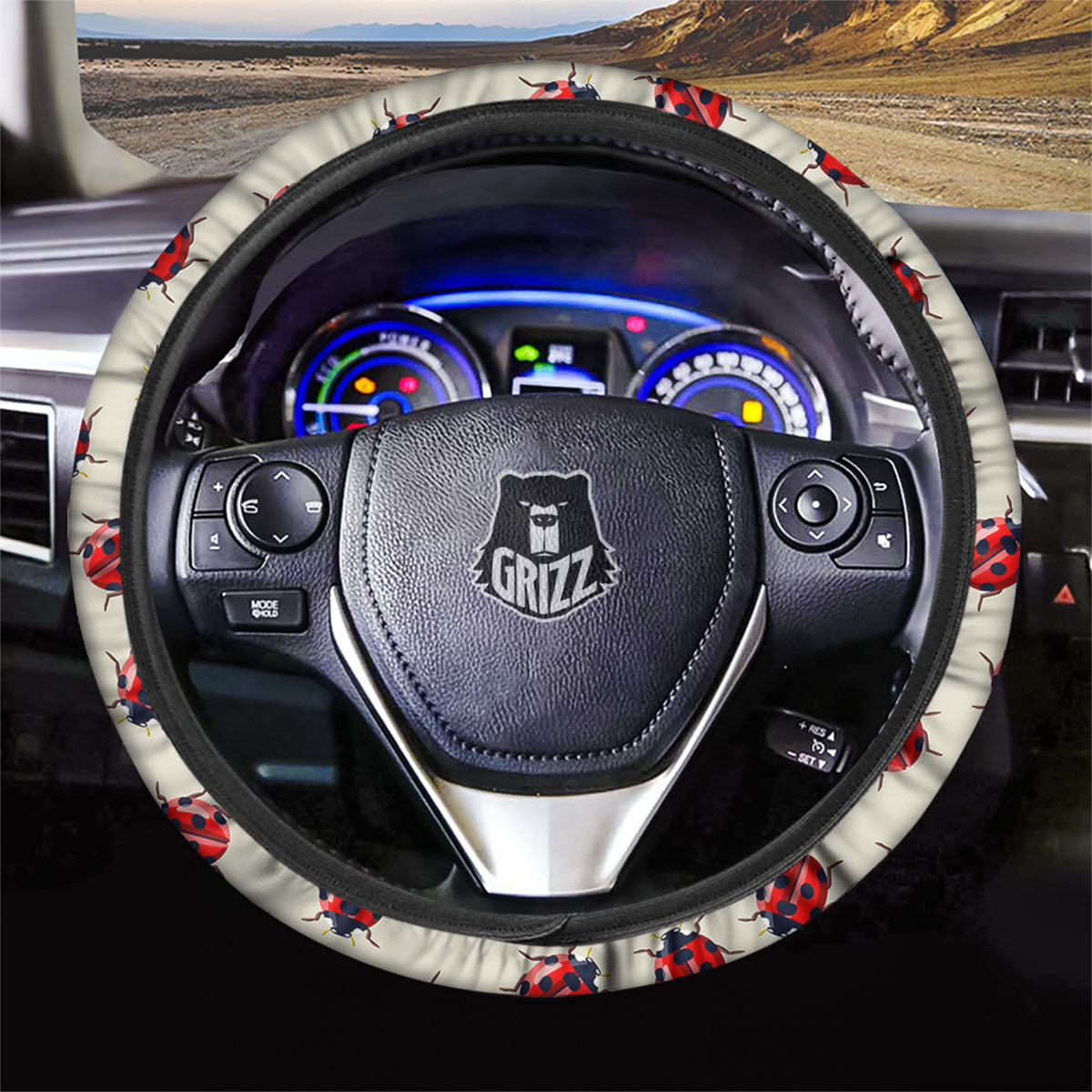 Ladybird Little Print Pattern Car Steering Wheel Cover-grizzshop