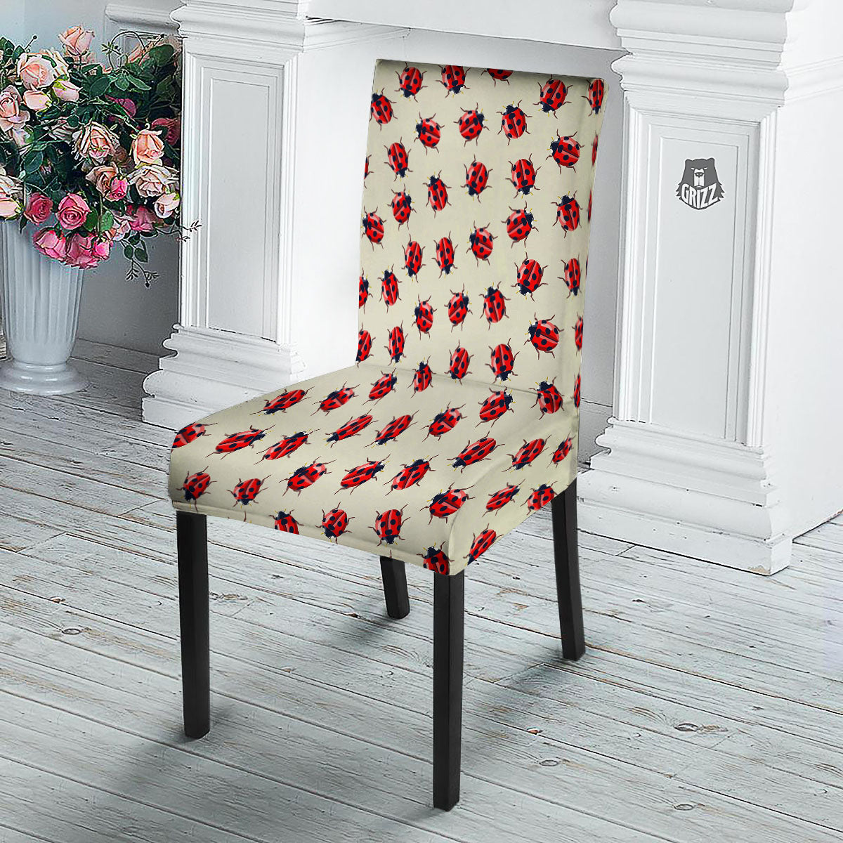Ladybird Little Print Pattern Dining Chair Slipcover-grizzshop