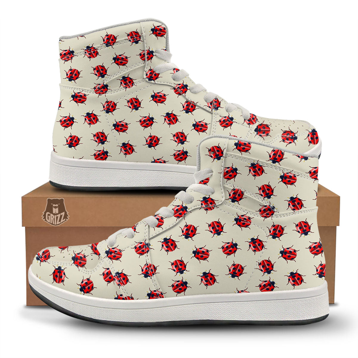 Ladybird Little Print Pattern High Top Sneakers-grizzshop