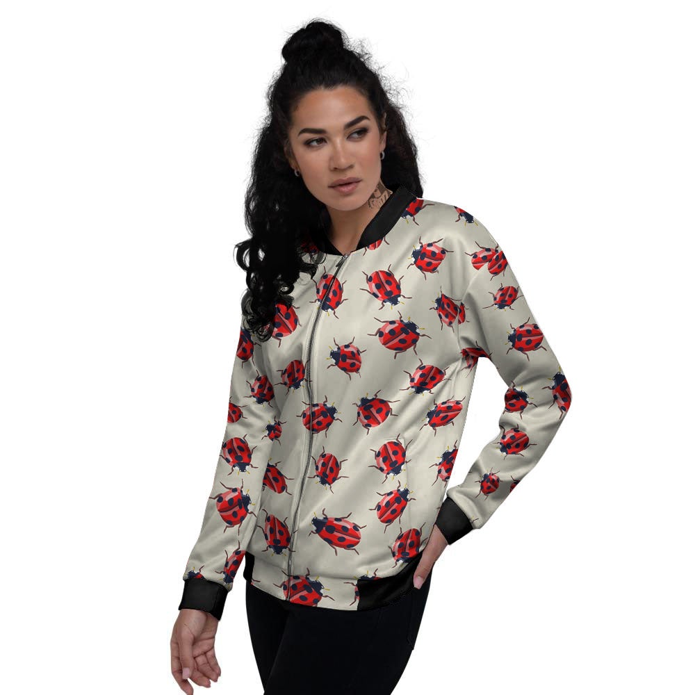 Ladybird Little Print Pattern Women's Bomber Jacket-grizzshop