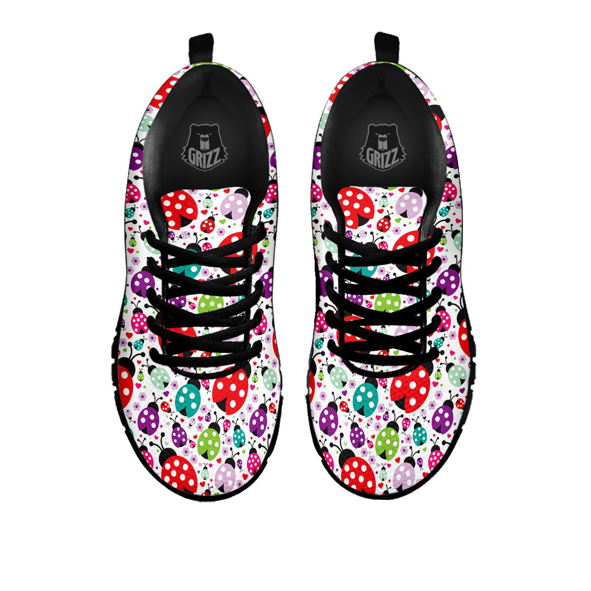 Ladybug Cute Print Pattern Black Sneaker-grizzshop