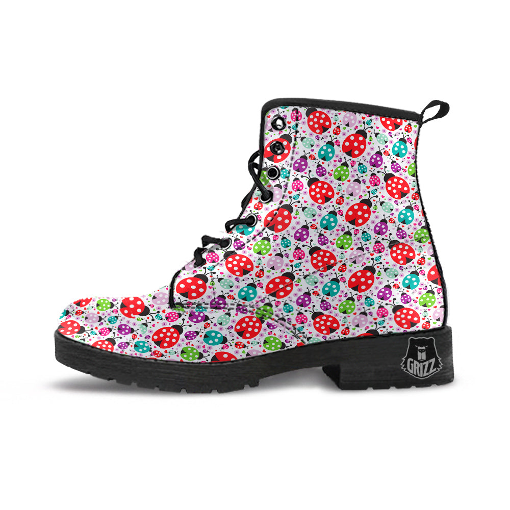Ladybug Cute Print Pattern Leather Boots-grizzshop