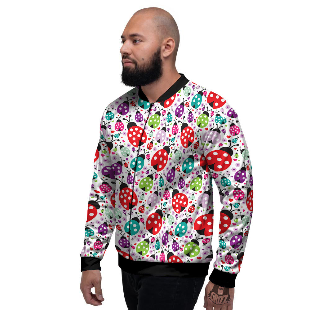 Ladybug Cute Print Pattern Men's Bomber Jacket-grizzshop