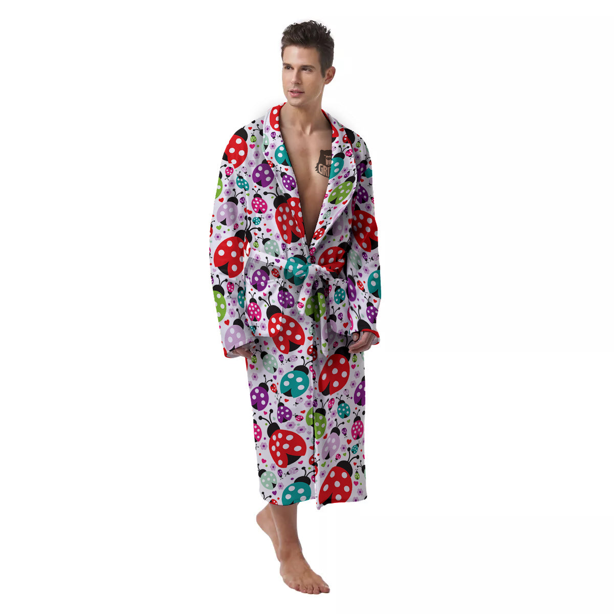 Ladybug Cute Print Pattern Men's Robe-grizzshop
