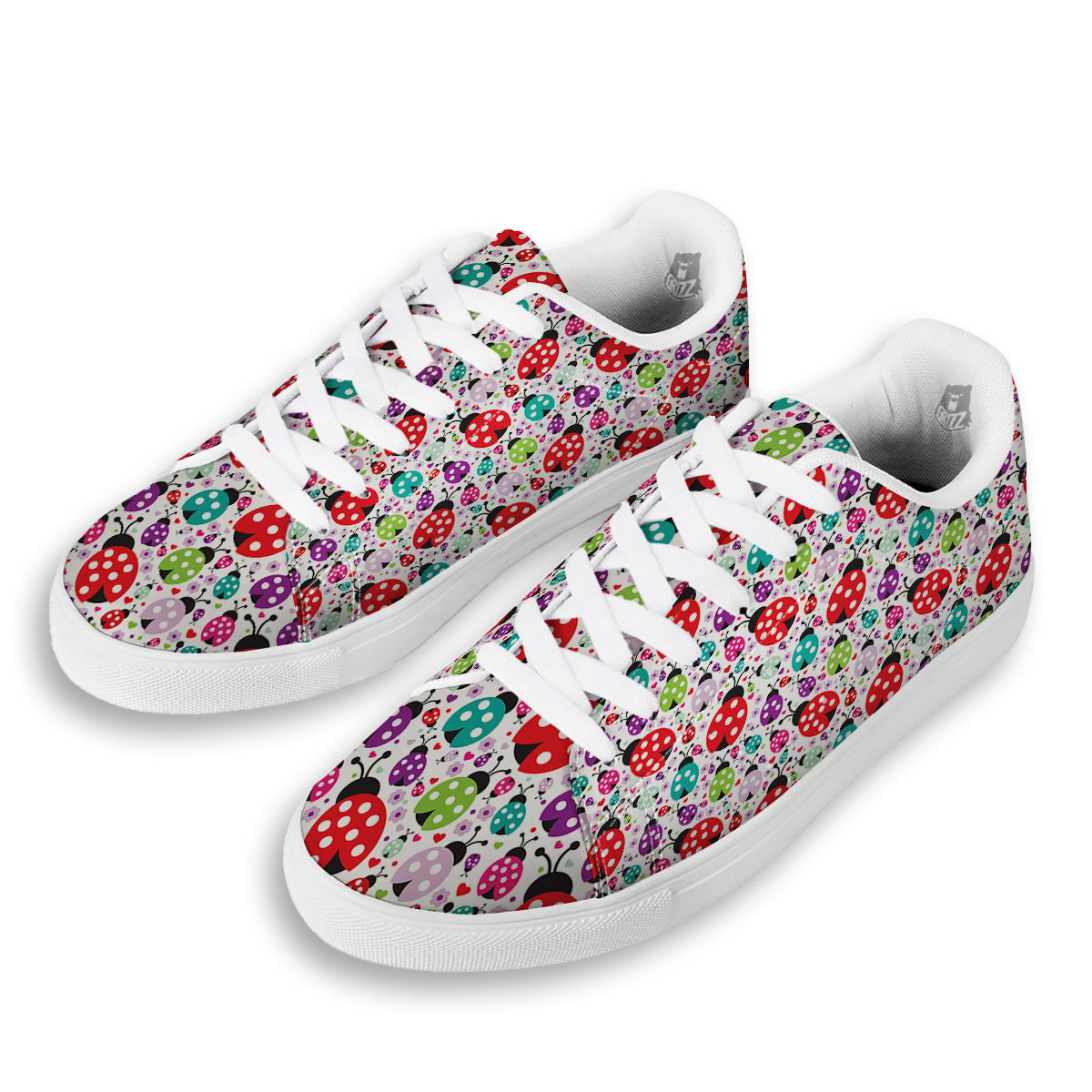 Ladybug Cute Print Pattern White Low Top Sneakers-grizzshop