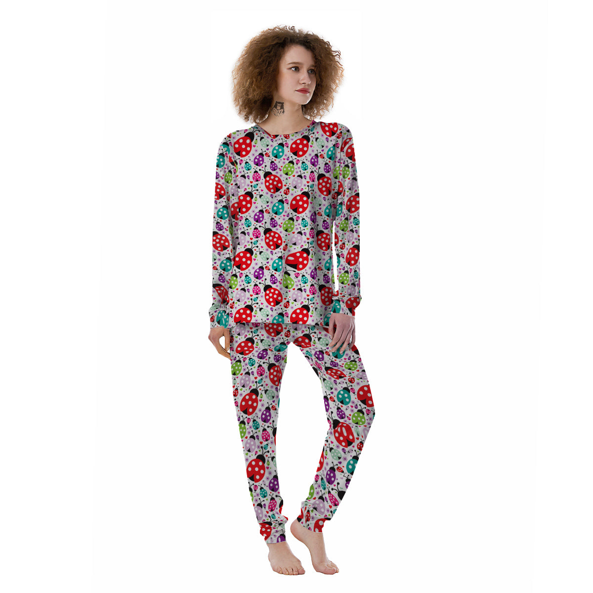 Ladybug Cute Print Pattern Women's Pajamas-grizzshop