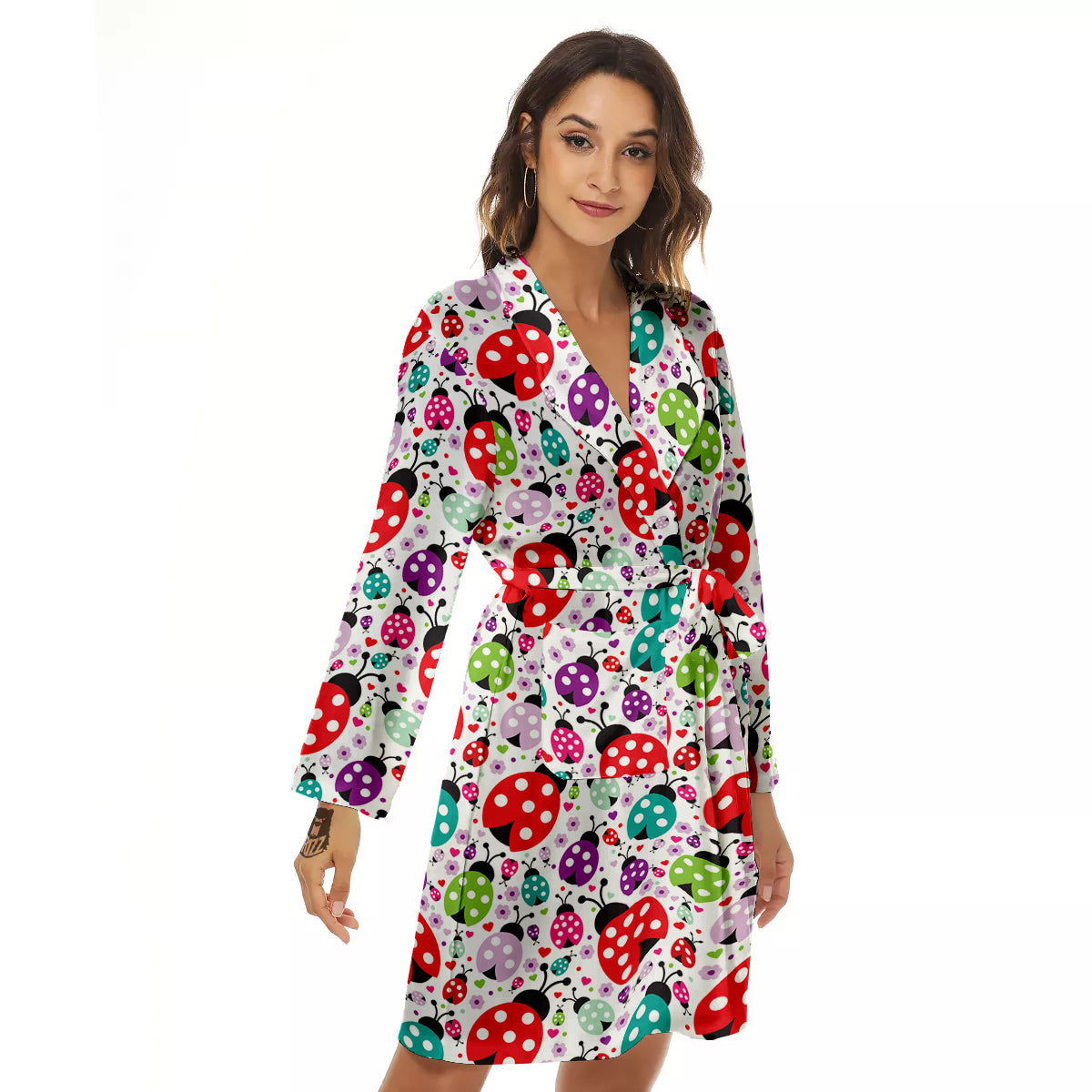 Ladybug Cute Print Pattern Women's Robe-grizzshop