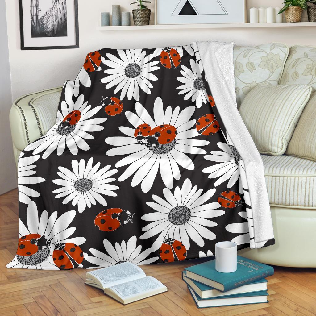 Ladybug Daisy Pattern Print Blanket-grizzshop