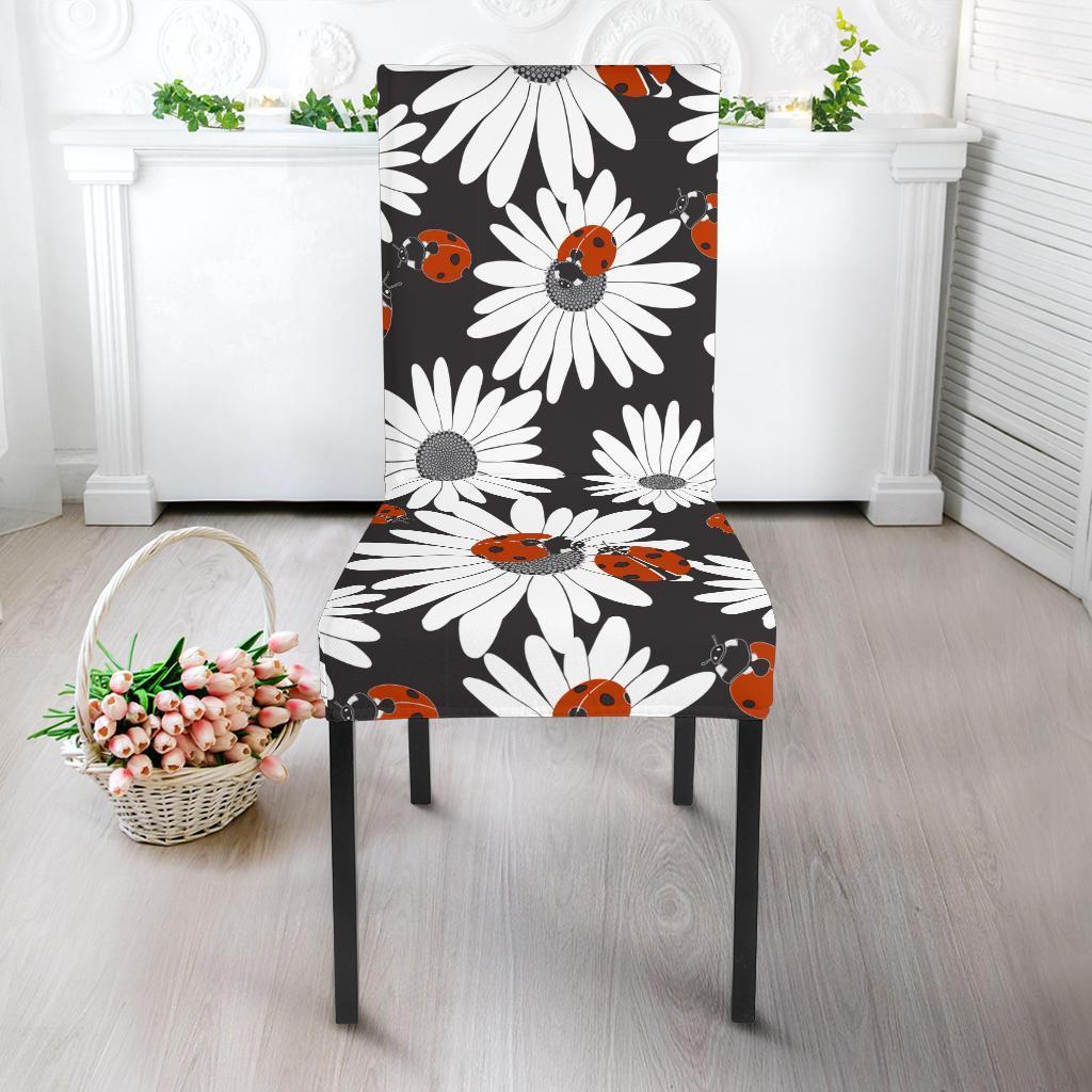 Ladybug Daisy Pattern Print Chair Cover-grizzshop