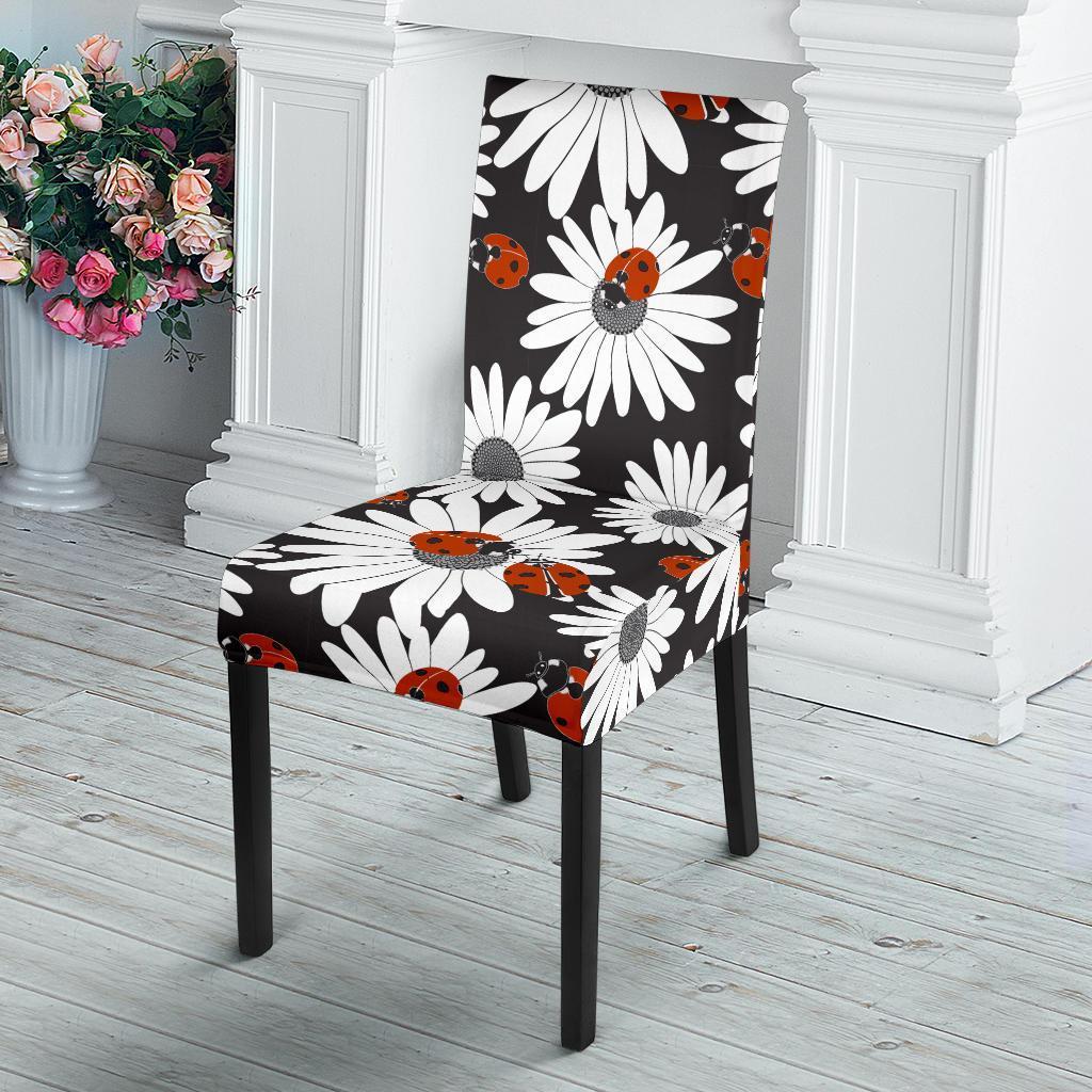 Ladybug Daisy Pattern Print Chair Cover-grizzshop