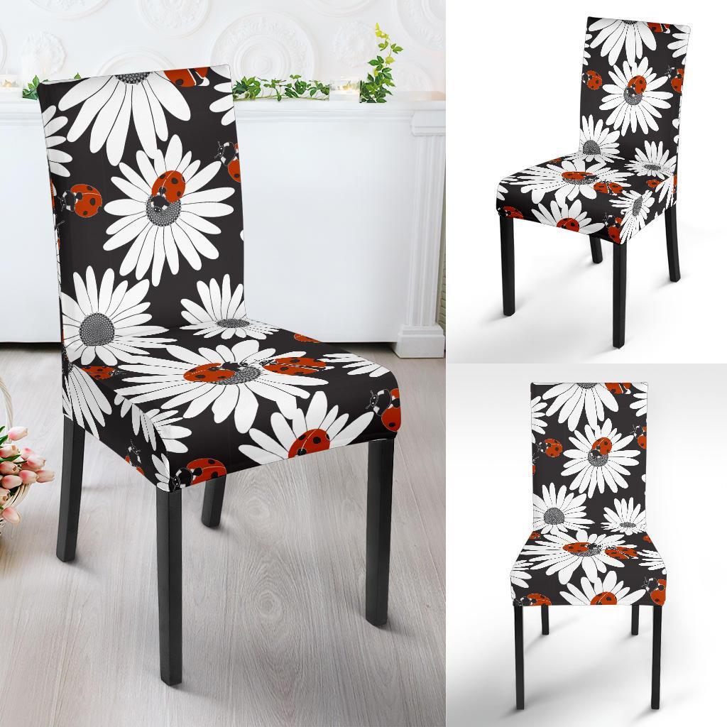 Ladybug Daisy Pattern Print Chair Cover-grizzshop