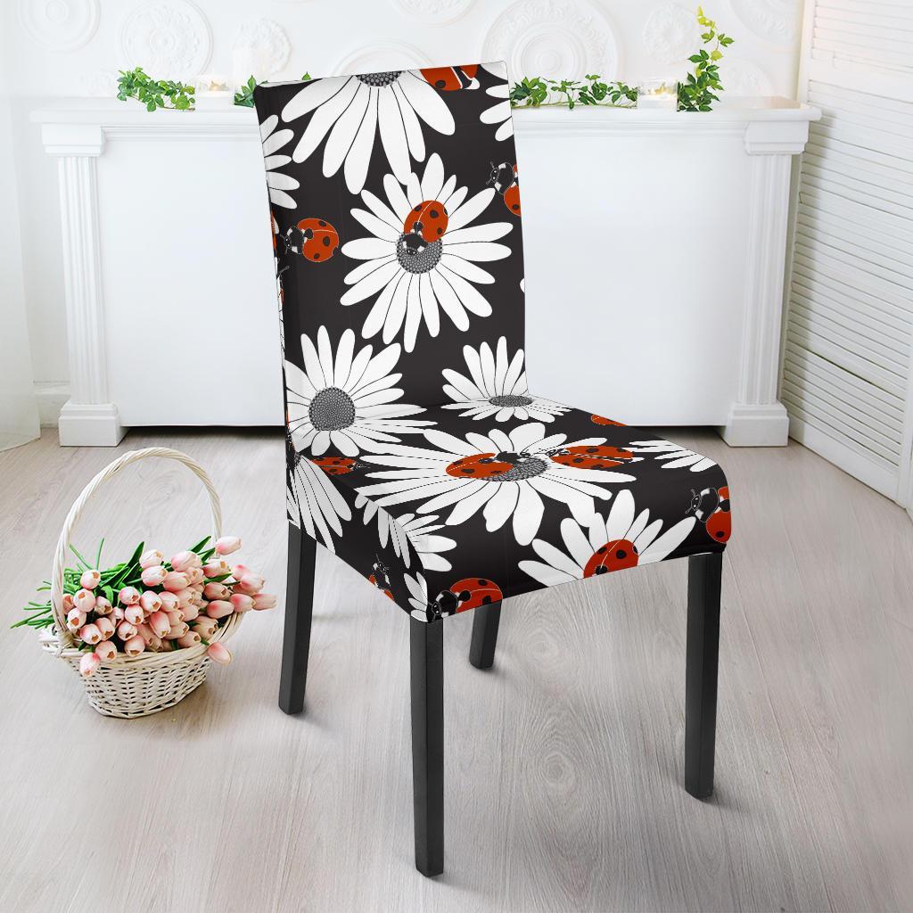 Ladybug Daisy Pattern Print Chair Cover-grizzshop