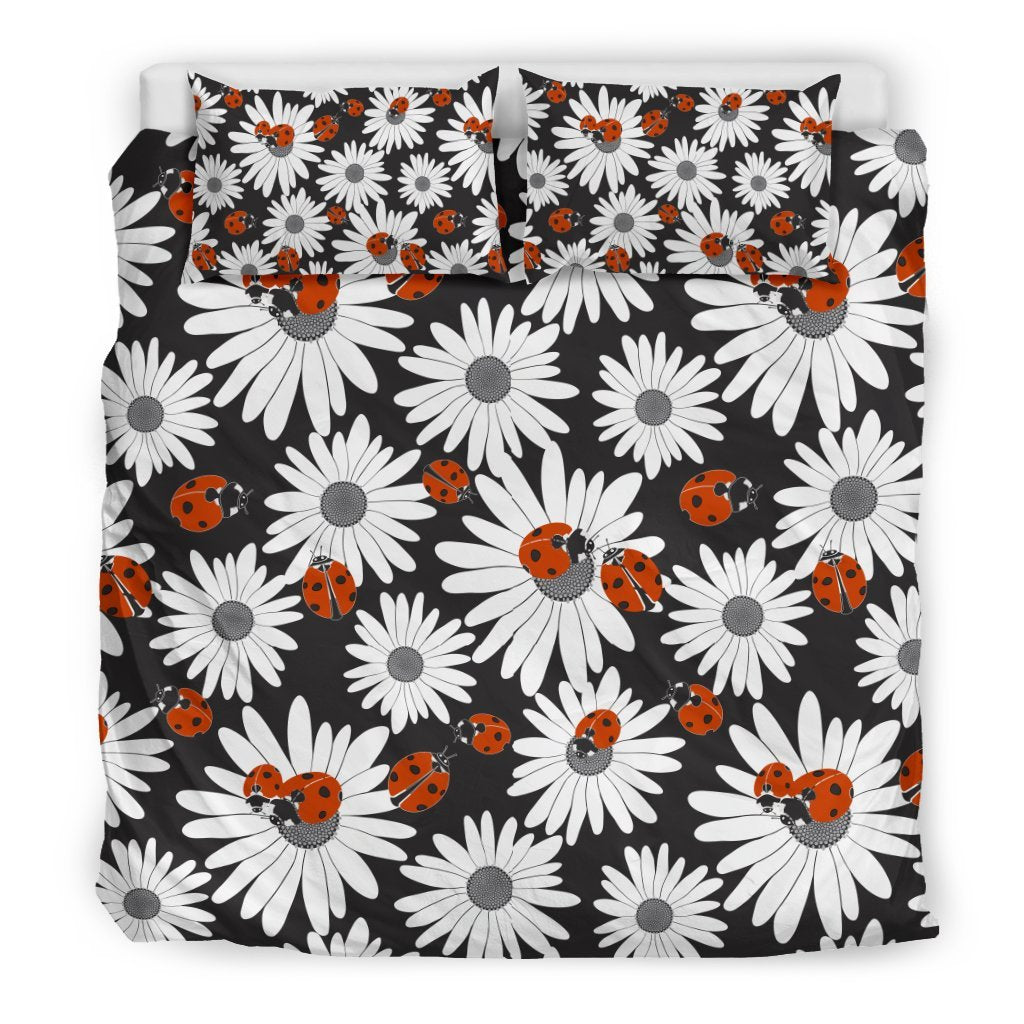 Ladybug Daisy Pattern Print Duvet Cover Bedding Set-grizzshop