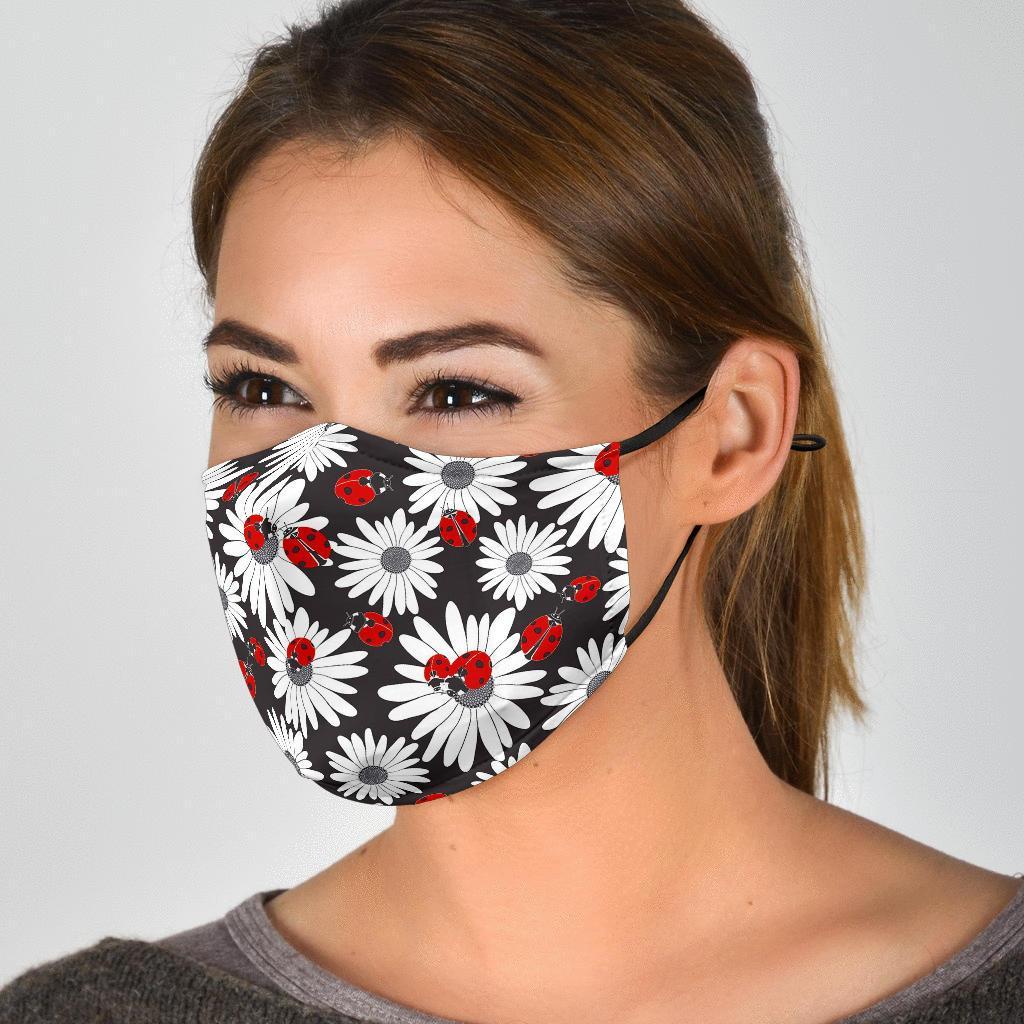 Ladybug Daisy Pattern Print Face Mask-grizzshop