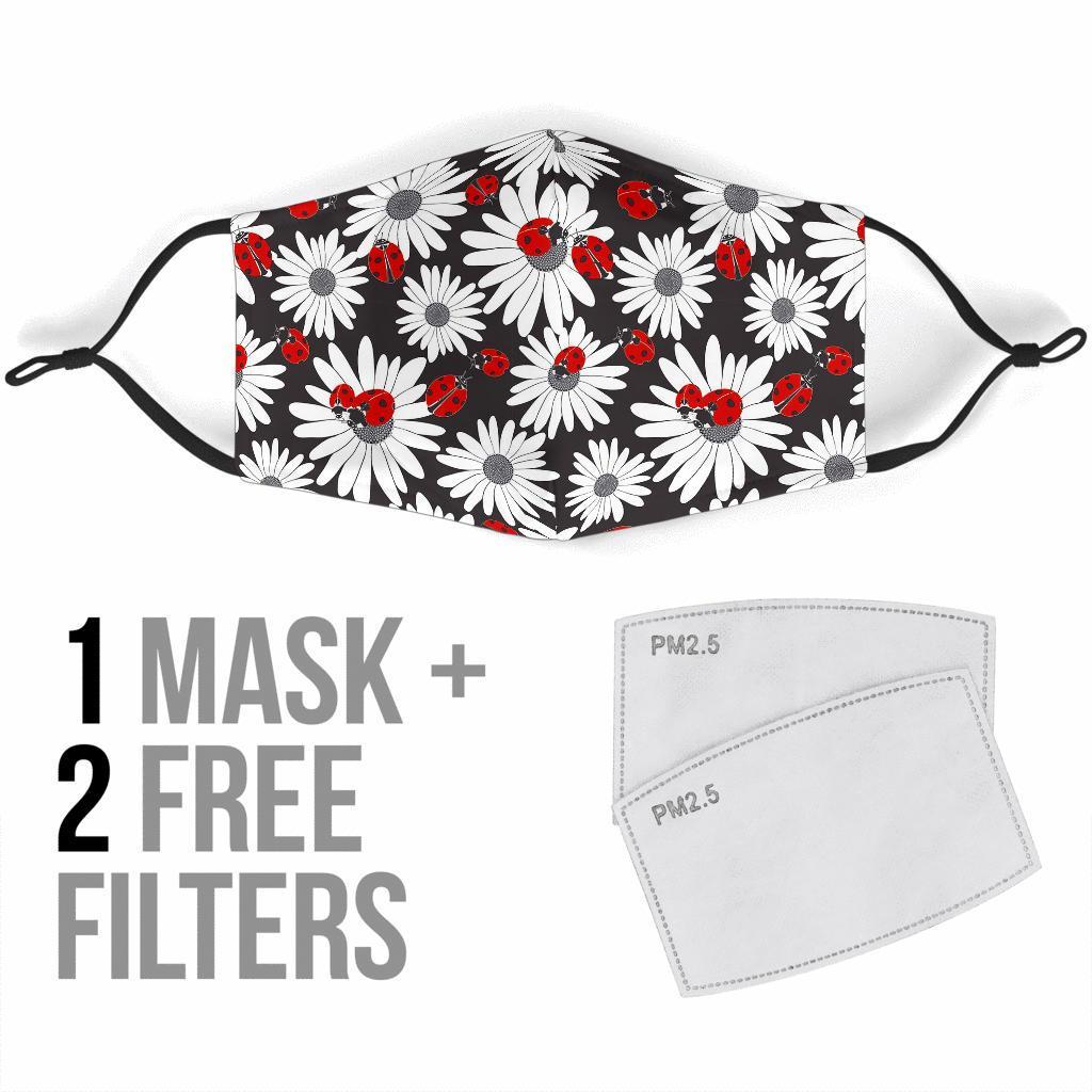 Ladybug Daisy Pattern Print Face Mask-grizzshop