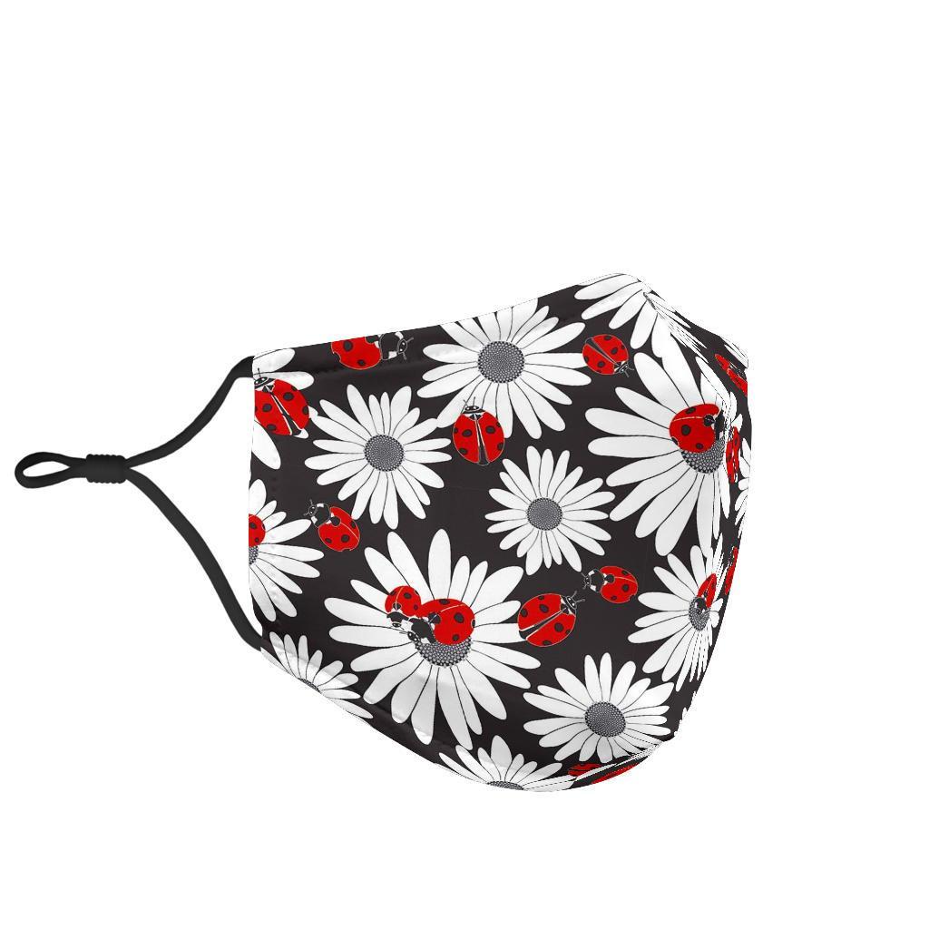 Ladybug Daisy Pattern Print Face Mask-grizzshop