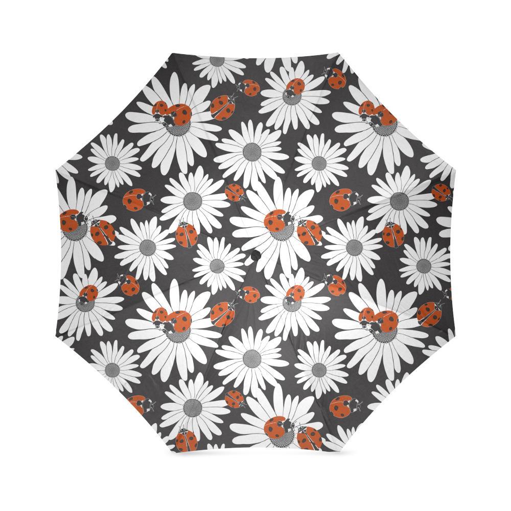 Ladybug Daisy Pattern Print Foldable Umbrella-grizzshop