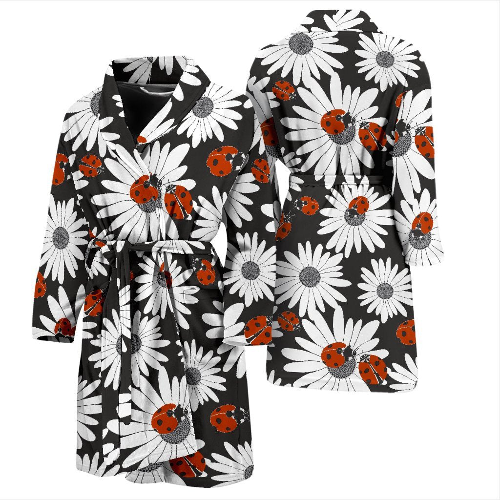 Ladybug Daisy Pattern Print Men Long Robe-grizzshop