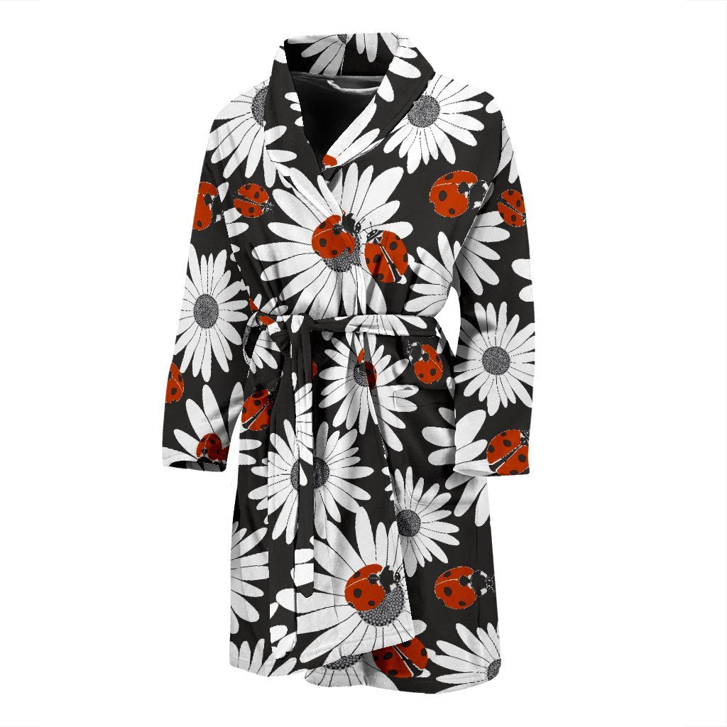 Ladybug Daisy Pattern Print Men Long Robe-grizzshop