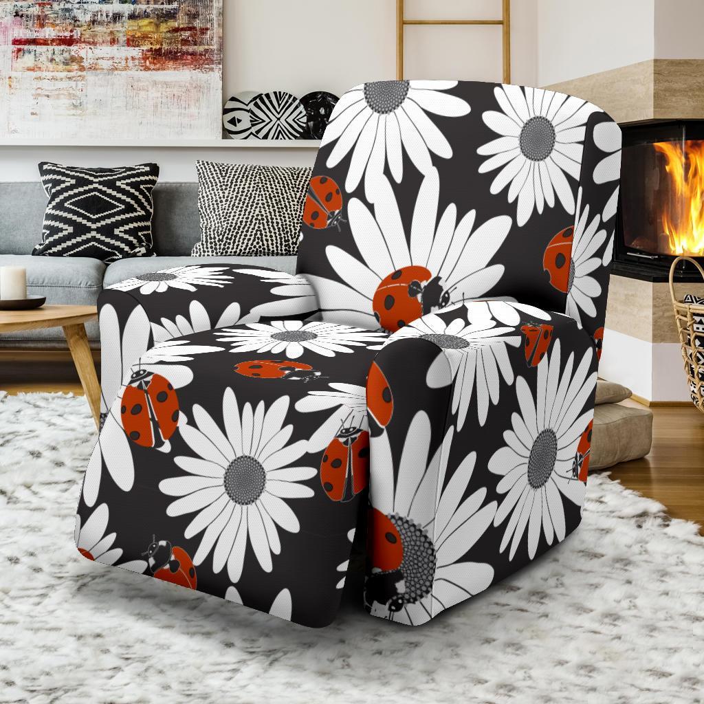 Ladybug Daisy Pattern Print Recliner Cover-grizzshop