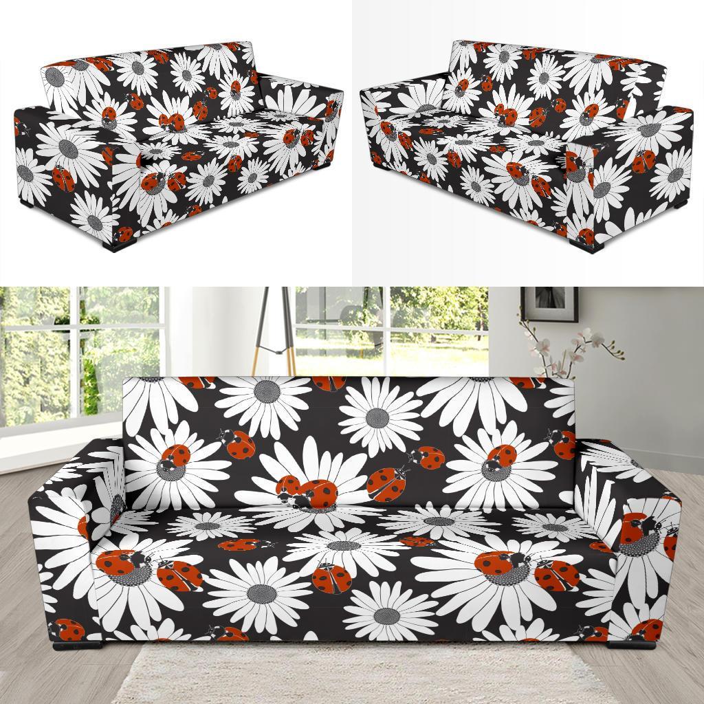 Ladybug Daisy Pattern Print Sofa Covers-grizzshop