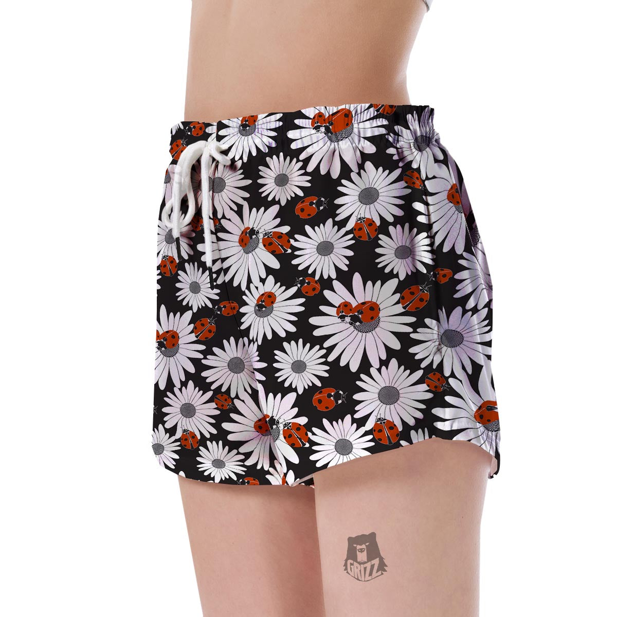 Ladybug Daisy Pattern Print Women's Shorts-grizzshop