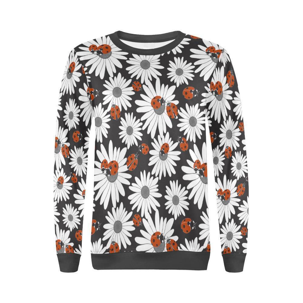 Ladybug Daisy Pattern Print Women's Sweatshirt-grizzshop