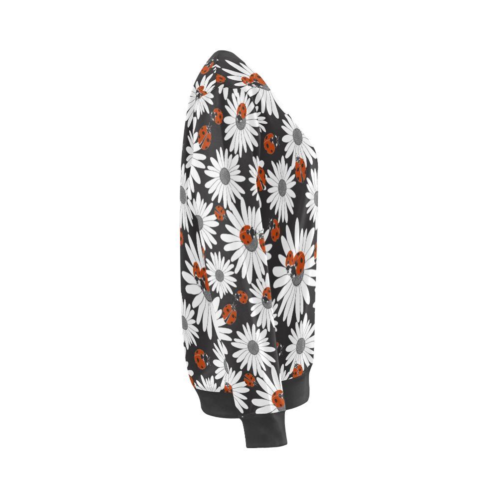 Ladybug Daisy Pattern Print Women's Sweatshirt-grizzshop