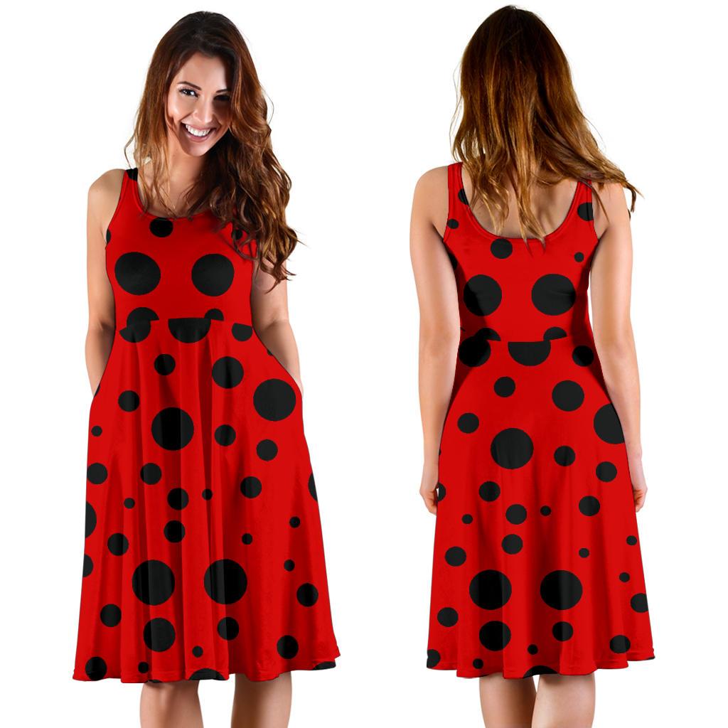 Ladybug Pattern Print Dress-grizzshop