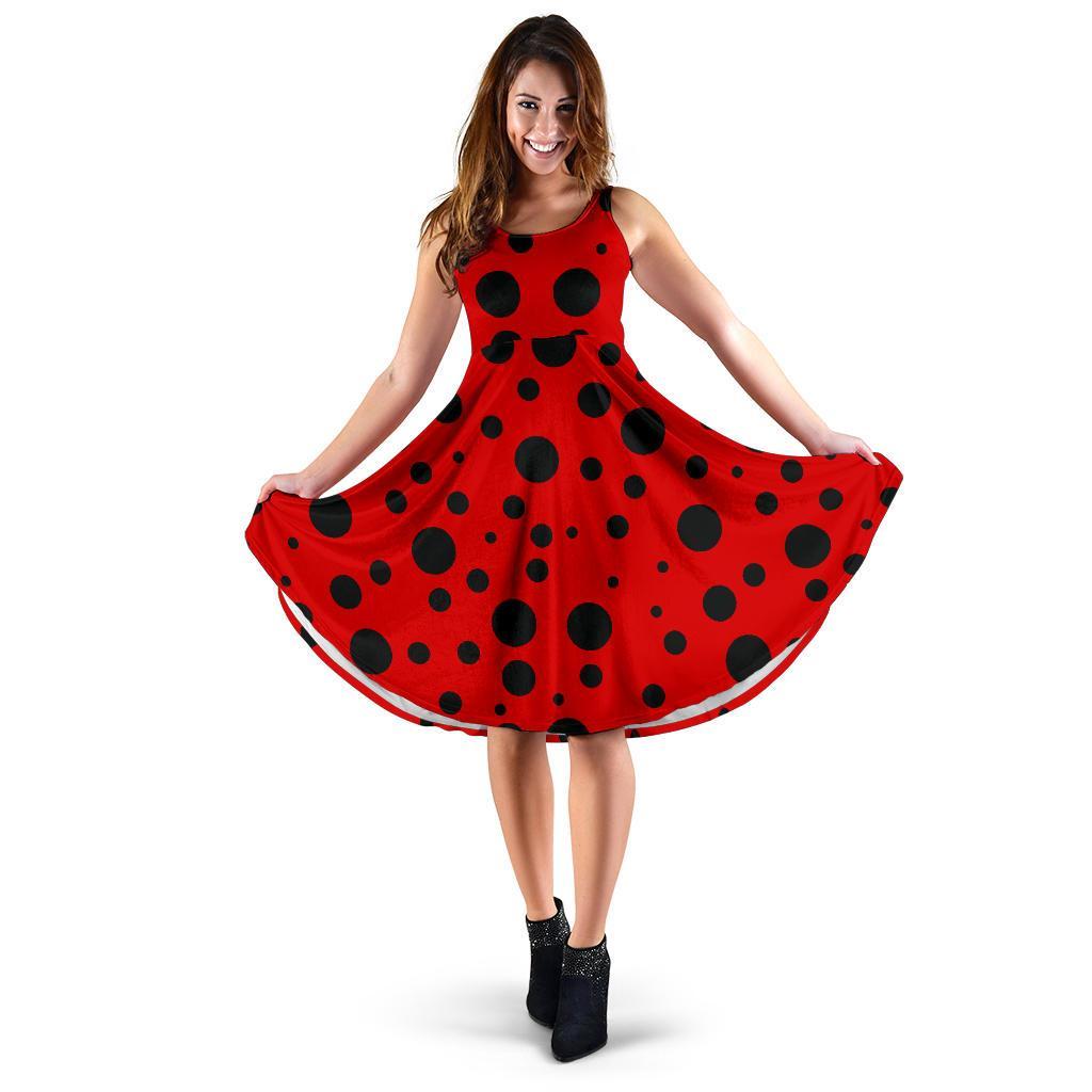 Ladybug Pattern Print Dress-grizzshop