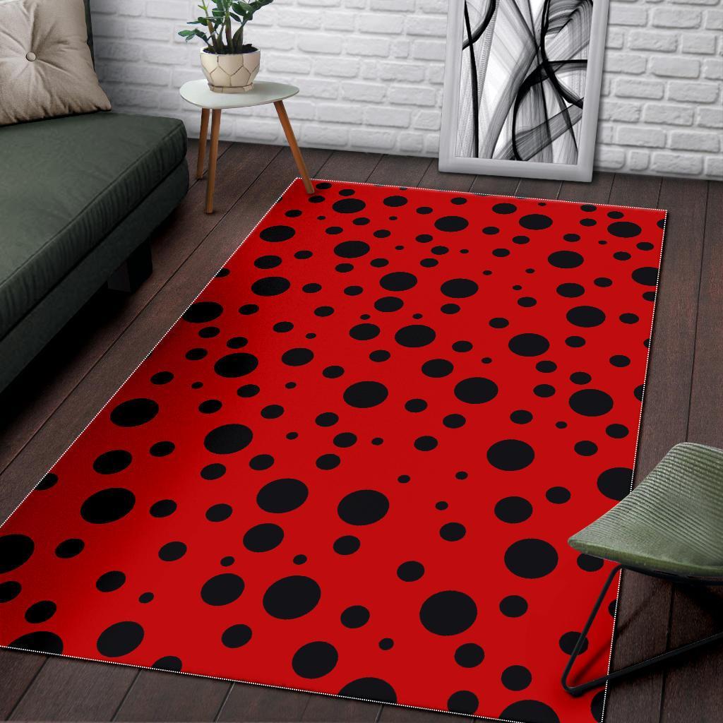 Ladybug Pattern Print Floor Mat-grizzshop