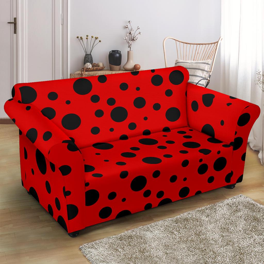 Ladybug Pattern Print Loveseat Cover-grizzshop