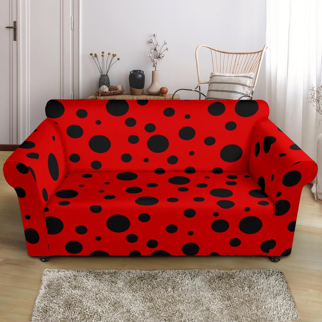 Ladybug Pattern Print Loveseat Cover-grizzshop