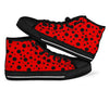 Ladybug Pattern Print Men Women's High Top Shoes-grizzshop