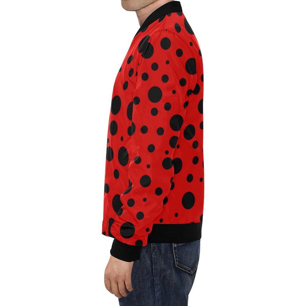 Ladybug Pattern Print Men's Bomber Jacket-grizzshop