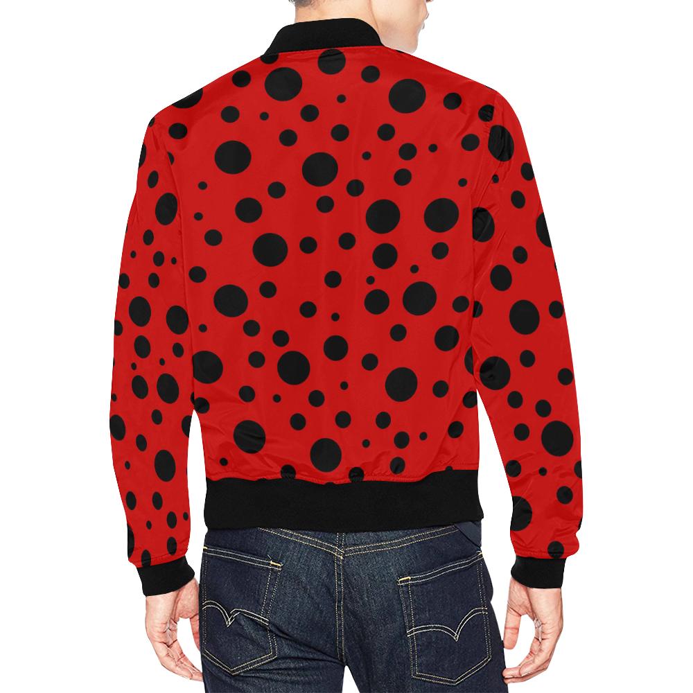 Ladybug Pattern Print Men's Bomber Jacket-grizzshop