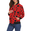 Ladybug Pattern Print Women Casual Bomber Jacket-grizzshop